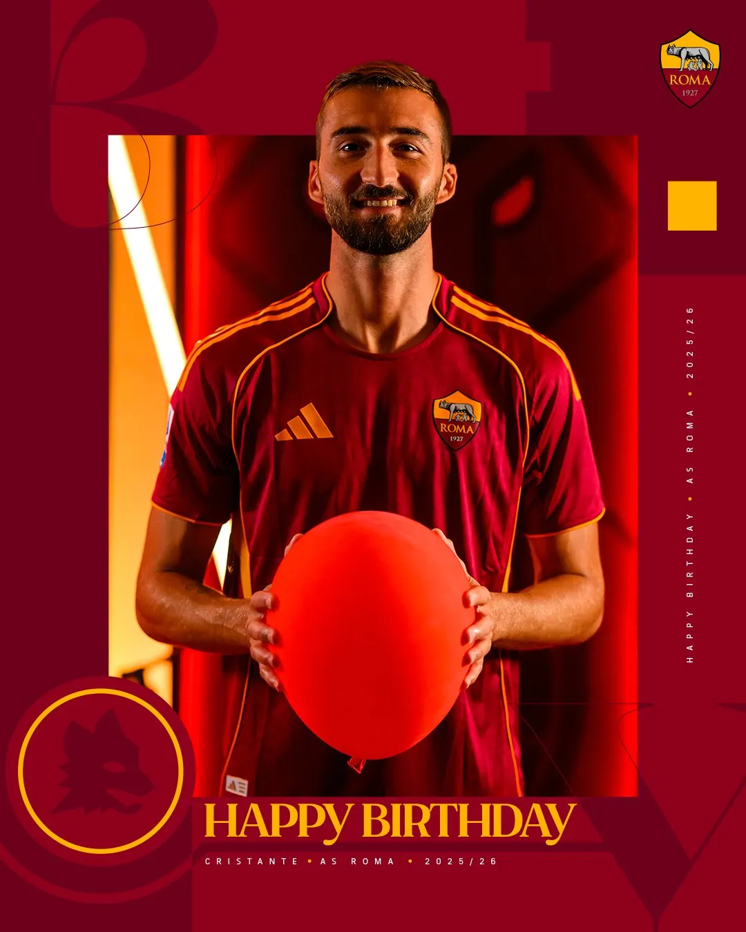 开云体育网址-克里斯坦特迎31岁生日,罗马官方社媒为其庆生